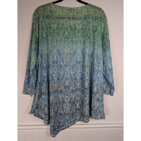 Ruby Rd. Women’s Top Size 3X Embellished V-Neck Blue Green Asymmetric Hem Boho - Picture 5 of 10